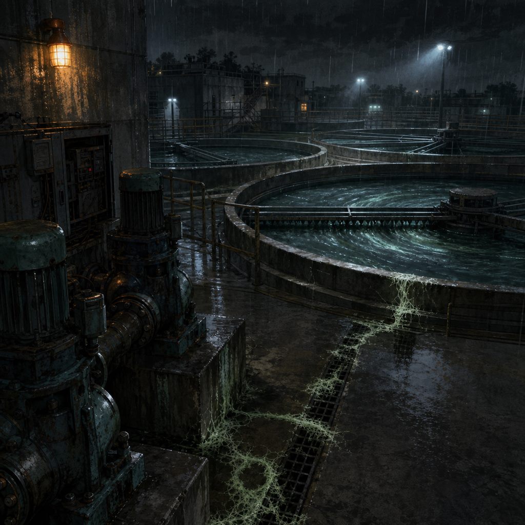 雨夜中的北门水厂